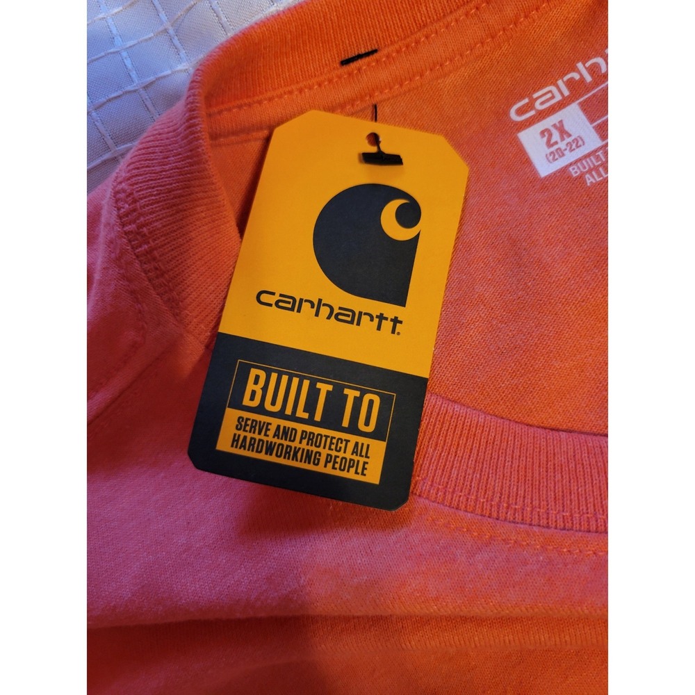 Carhartt Womens 2X Loose Fit Long Sleeve Graphic T-Shirt Coral Orange NWT - Picture 8 of 12